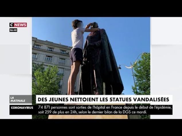 Des jeunes nettoient les statues vandalisées: «On ne peut pas lutter contre le racisme en voulant effacer ou bien salir une partie de l’Histoire de...