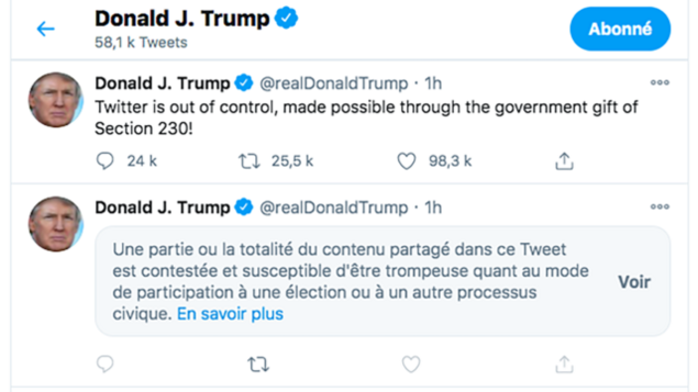 Pourquoi les derniers tweet de Donald Trump sont-ils censurés ?
