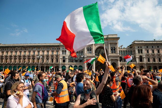 Italie : qui sont ces Gilets oranges anti-euro et «corona-sceptiques» ?  