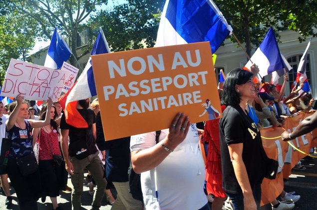 Manifestation anti-passe sanitaire à Paris, le 14 août. Photo @ Florence Gallez/Medialys Images//SIPA