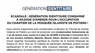 Condamnation des militants qui étaient montés sur le toit de la mosquée de Poitiers