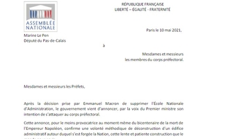 La lettre confidentielle de Marine Le Pen aux préfets